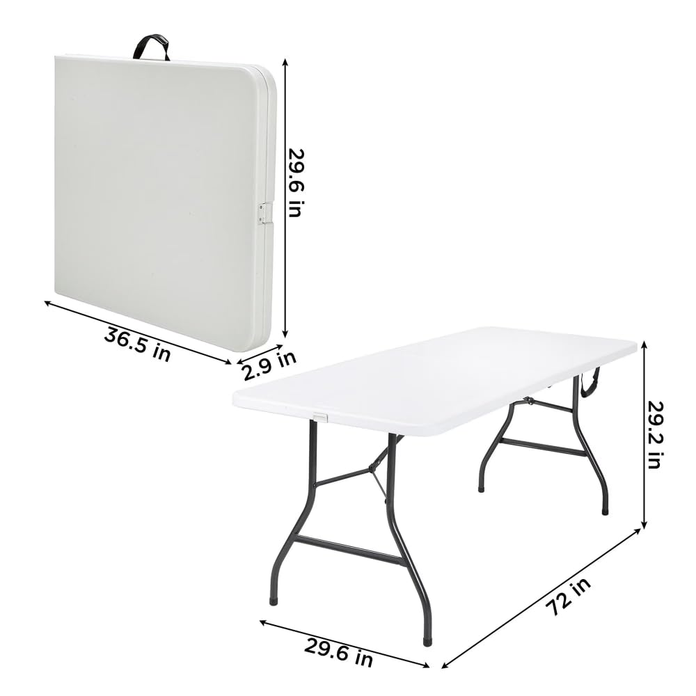 6 ft White Speckle Folding Utility Table O659825