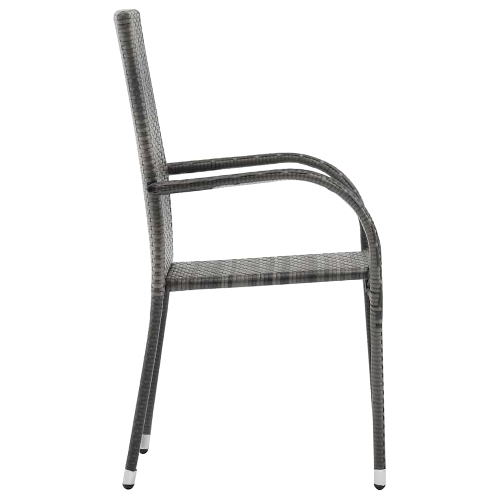 Grey Poly Rattan Stacking Outdoor Dining Chairs Set of 2 L73927