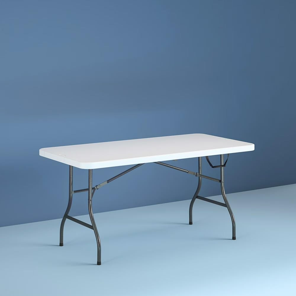 6 ft White Speckle Folding Utility Table O659825