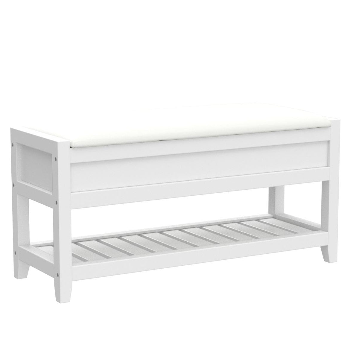 Clean White Seating Bench with Shoe Storage W82935
