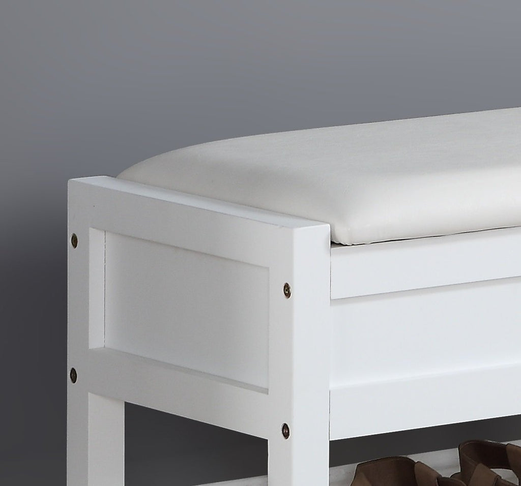 Clean White Seating Bench with Shoe Storage W82935