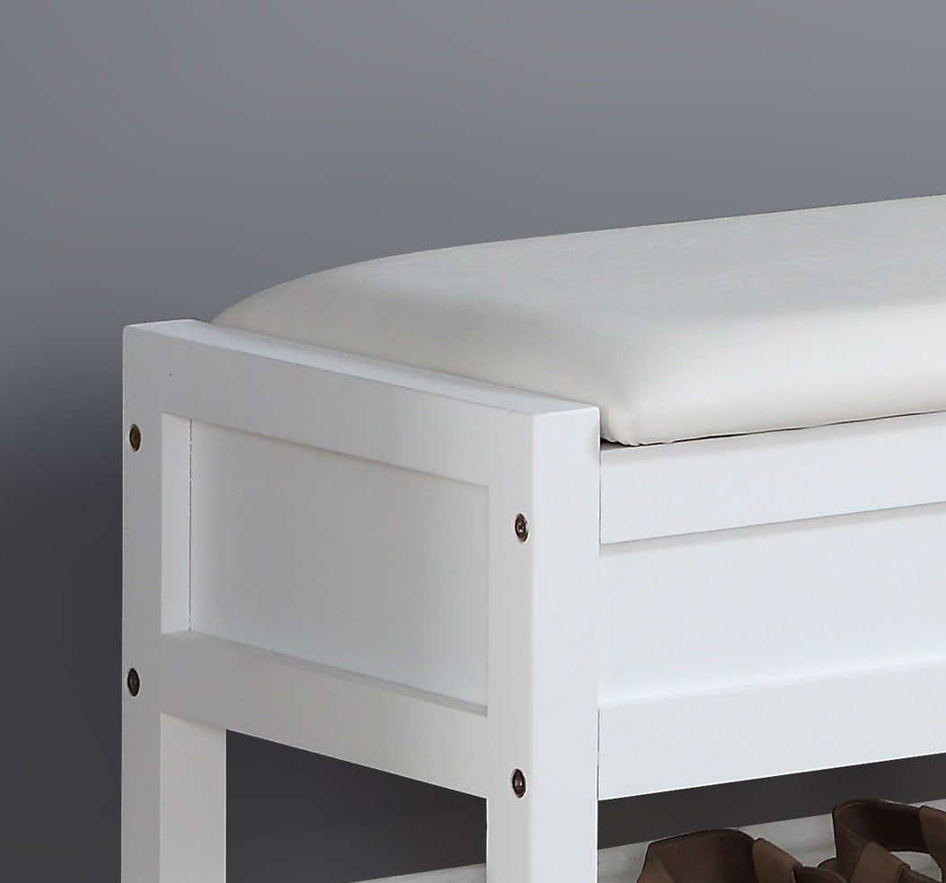 Clean White Seating Bench with Shoe Storage W82935
