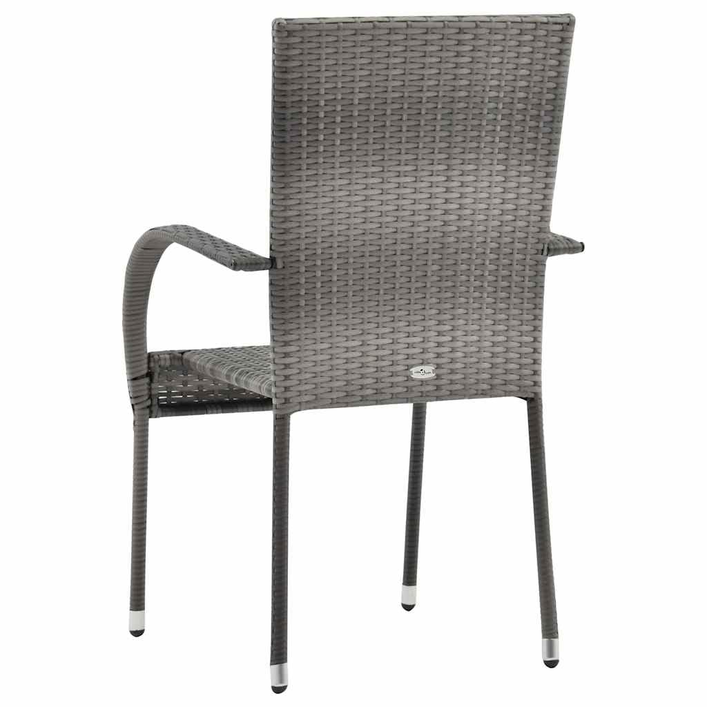 Grey Poly Rattan Stacking Outdoor Dining Chairs Set of 2 L73927