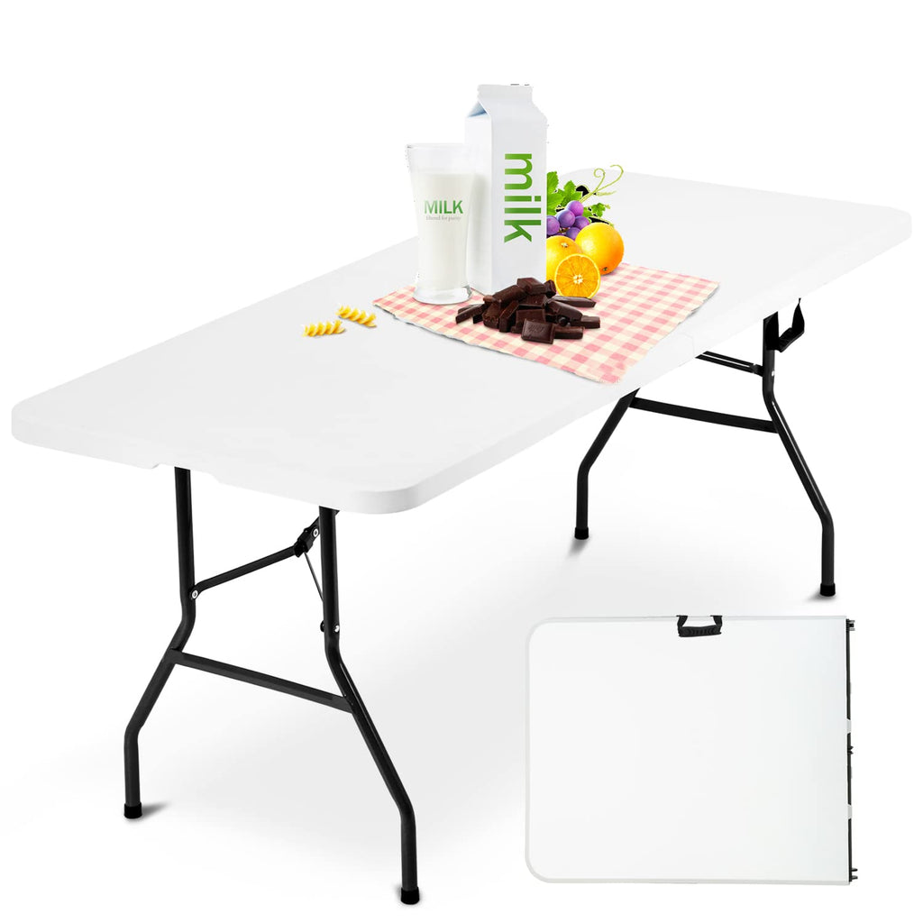 White 6 ft Folding Portable Table 500 lbs Capacity T659132