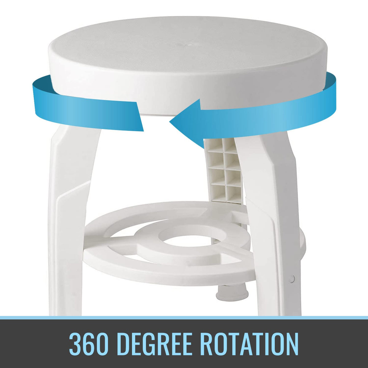 White Swivel Shower Stool Seat with Storage Shelf S70968