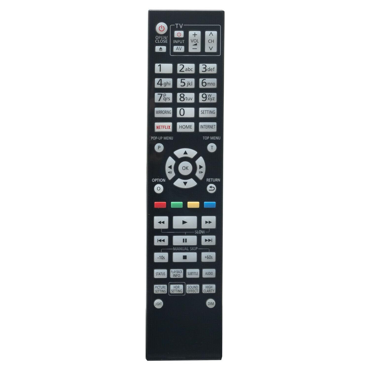 Replacement Remote Control for Blu-ray DVD Disc Player with Backlight B8459