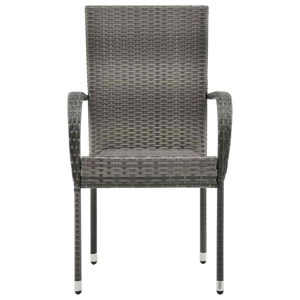 Grey Poly Rattan Stacking Outdoor Dining Chairs Set of 2 L73927