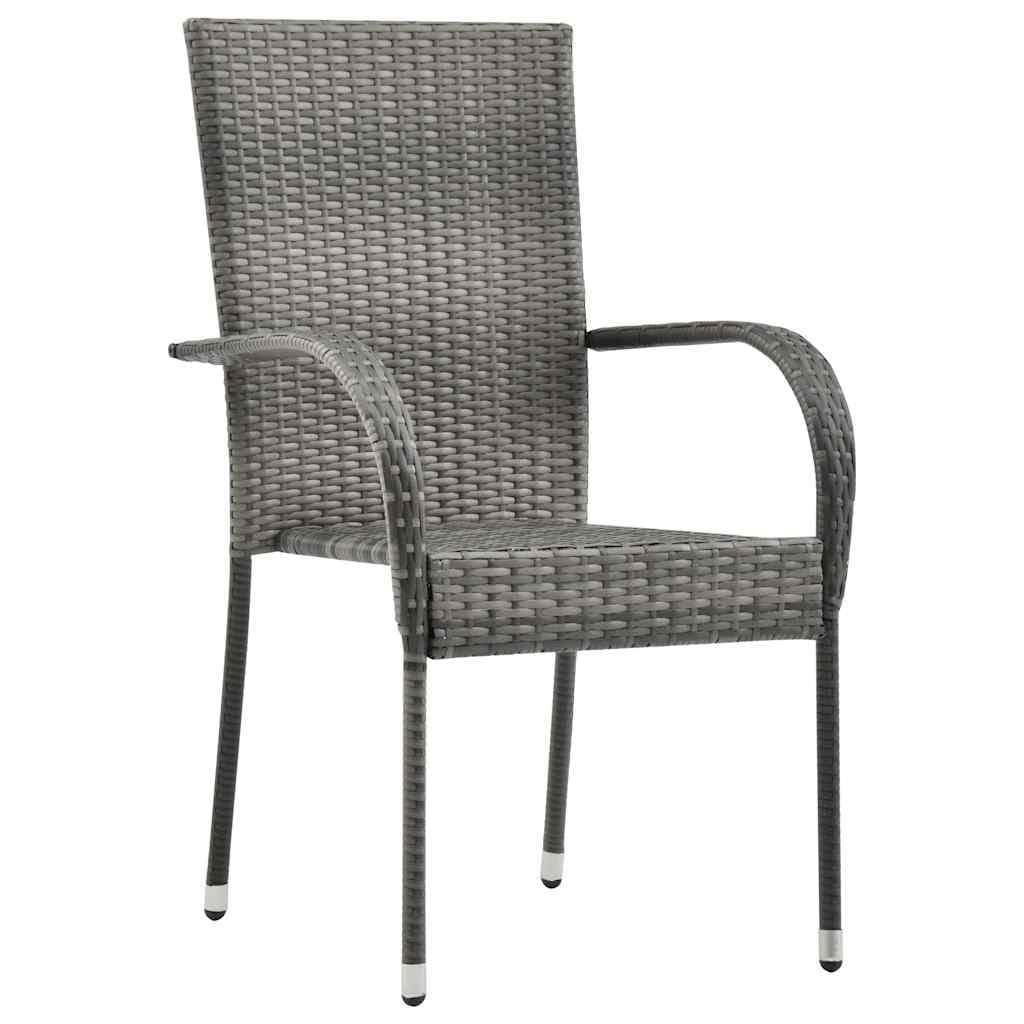 Grey Poly Rattan Stacking Outdoor Dining Chairs Set of 2 L73927