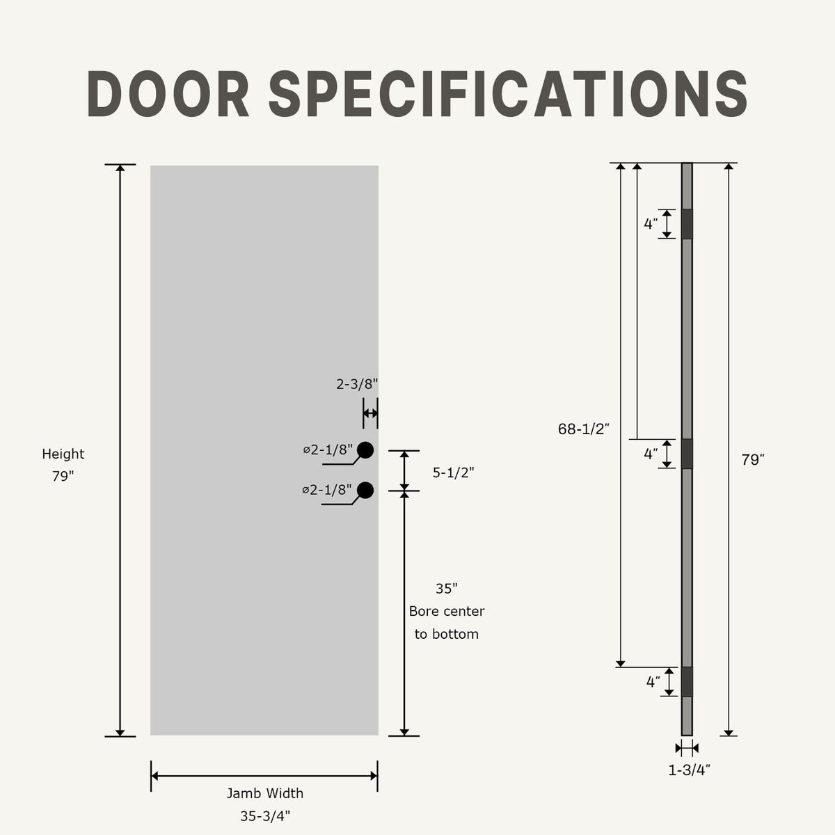Fiberglass Entry Door 4-Lite Glass Left-Hand Inswing O657