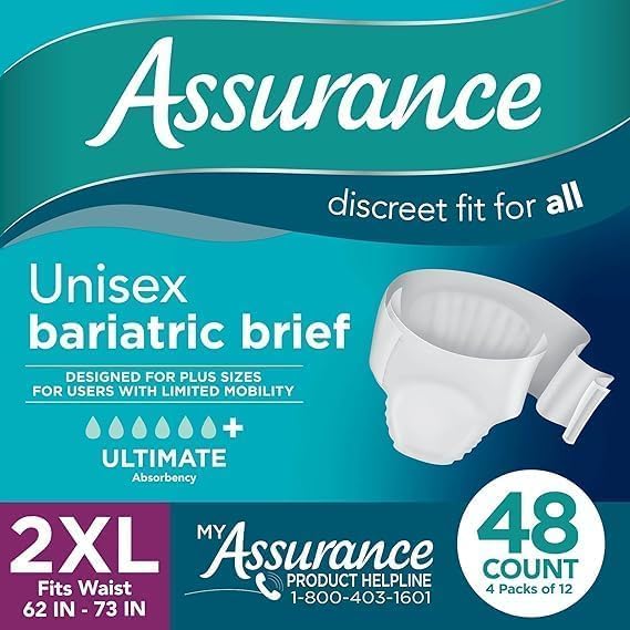 Maximum Absorbency Unisex Adult Briefs White 2XL 48 Count A1590