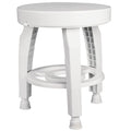 White Swivel Shower Stool Seat with Storage Shelf S70968