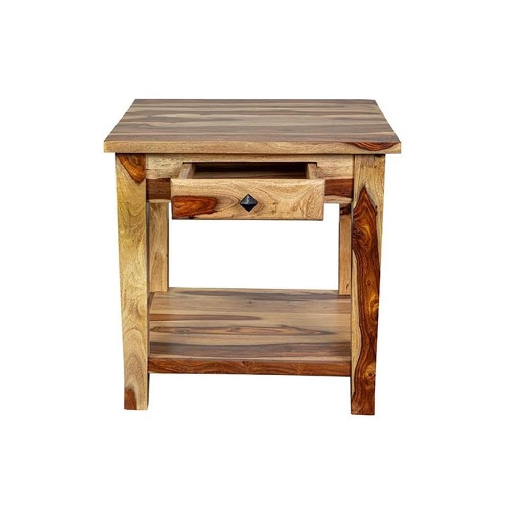 Solid Sheesham Wood End Table with Drawer A1330