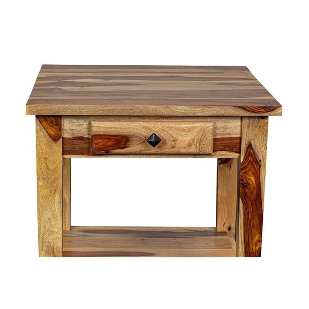 Solid Sheesham Wood End Table with Drawer A1330