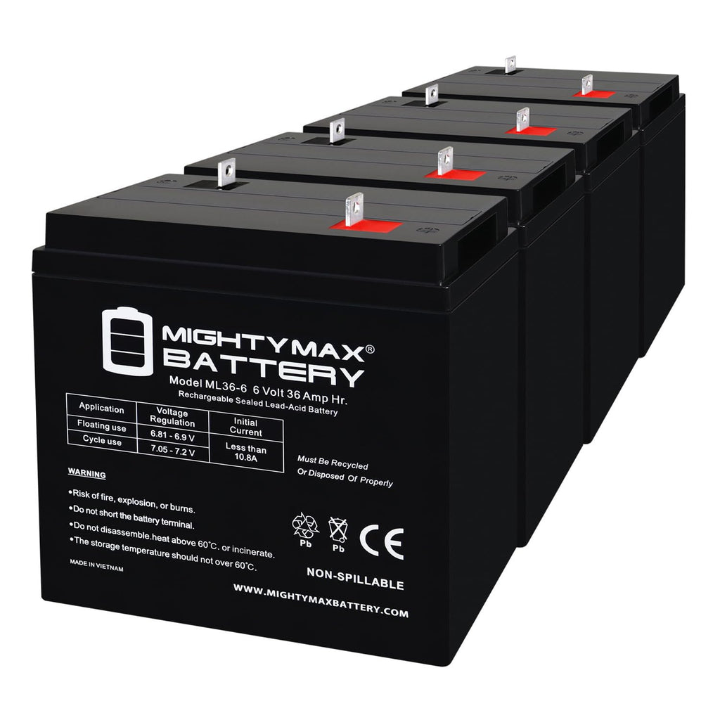 6 Volt 36 AH Rechargeable SLA AGM Battery 4 Pack L311281
