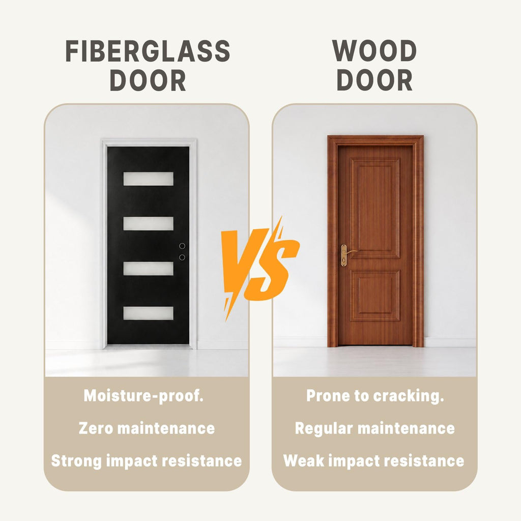 Fiberglass Entry Door 4-Lite Glass Left-Hand Inswing O657