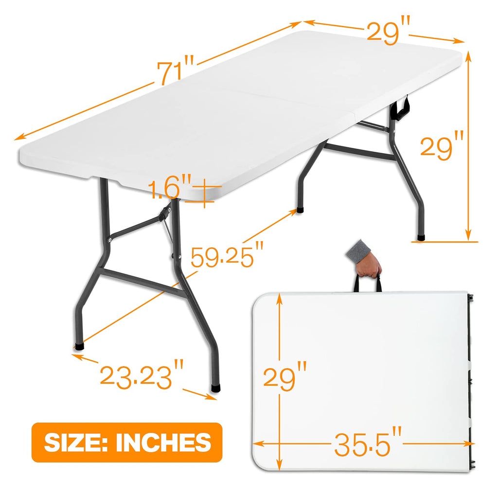 White 6 ft Folding Portable Table 500 lbs Capacity T659132