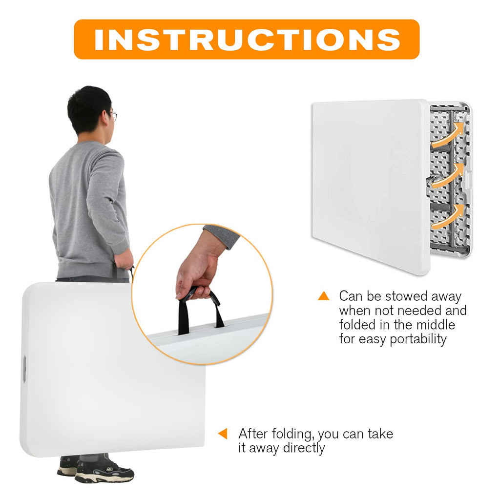 White 6 ft Folding Portable Table 500 lbs Capacity T659132