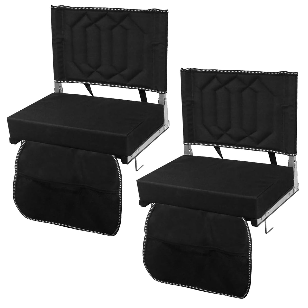 Black 2 Pack Cushioned Stadium Seats for Bleachers with Back Support U14526