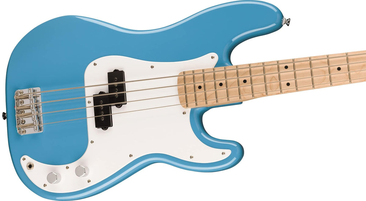 California Blue Precision Bass Guitar Bundle with Headphone Amp, Cable, Tuner, Strap S9206