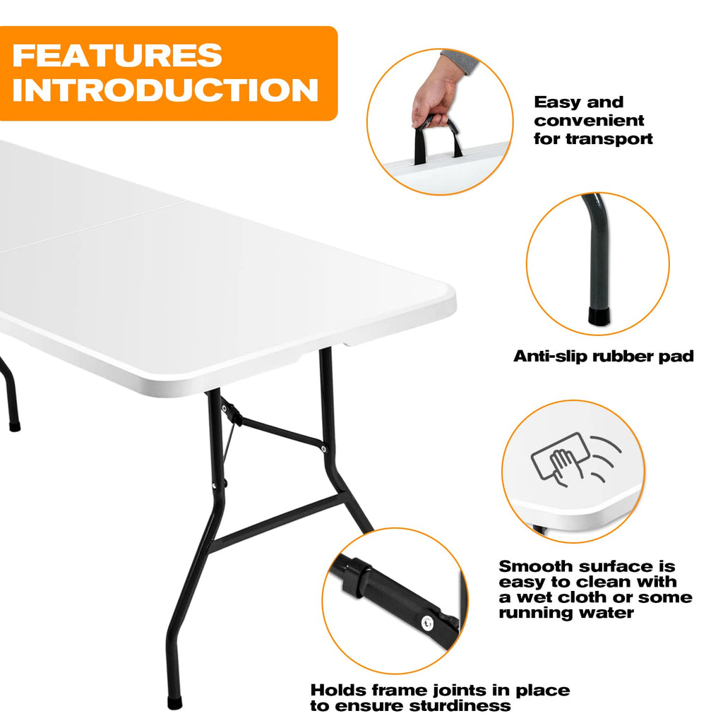 White 6 ft Folding Portable Table 500 lbs Capacity T659132