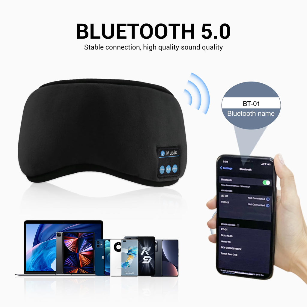Bluetooth Sleep Headphones Eye Mask with Speakers and Microphone L3858