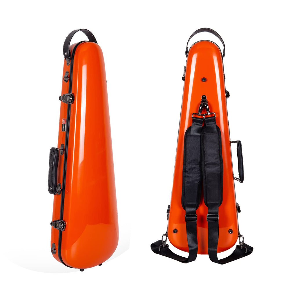 Fiberglass Violin Case for 4/4 Full Size Glossy Orange Velvet Interior M71881