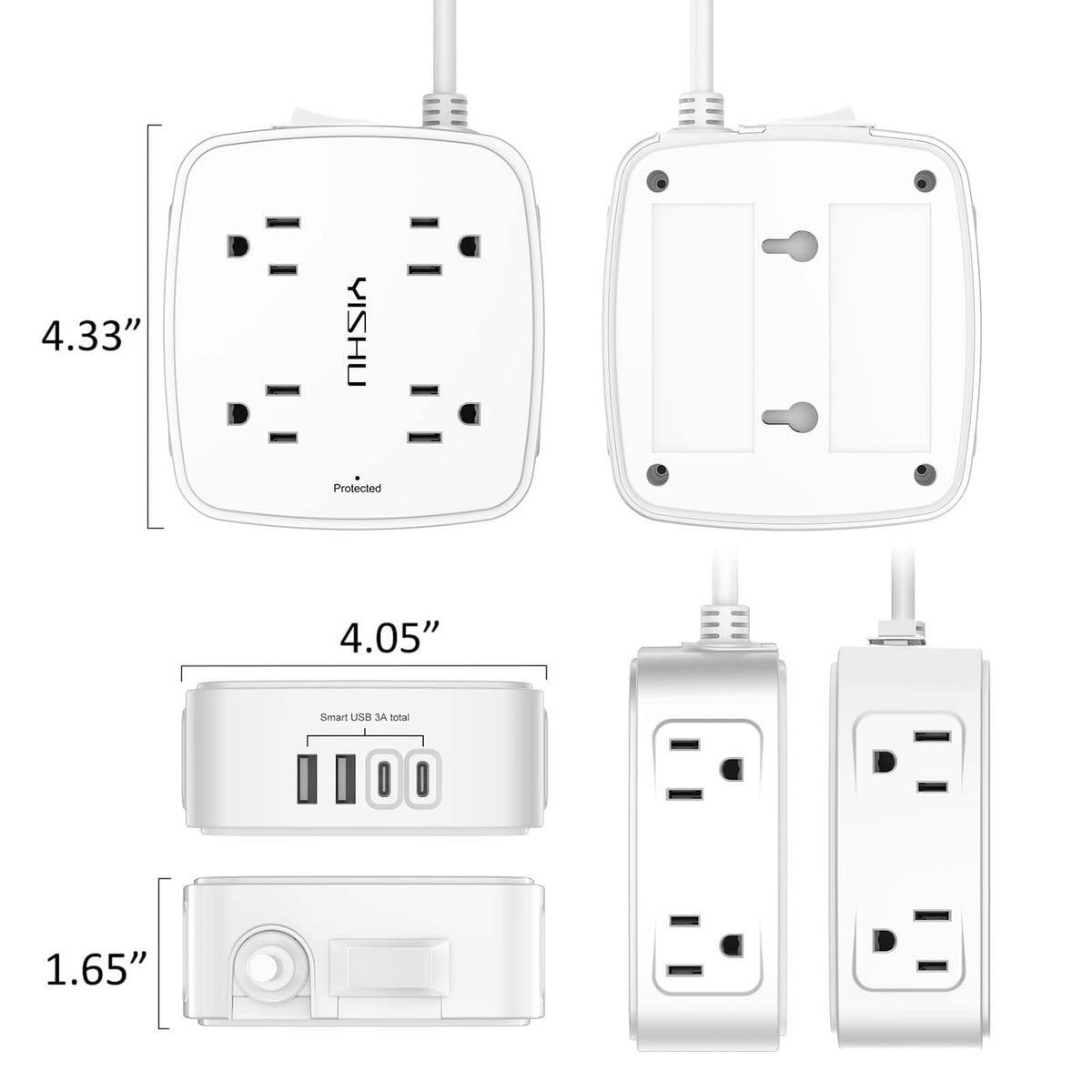 6Ft Surge Protector Power Strip with 8 Outlets & 4 USB Ports J30309