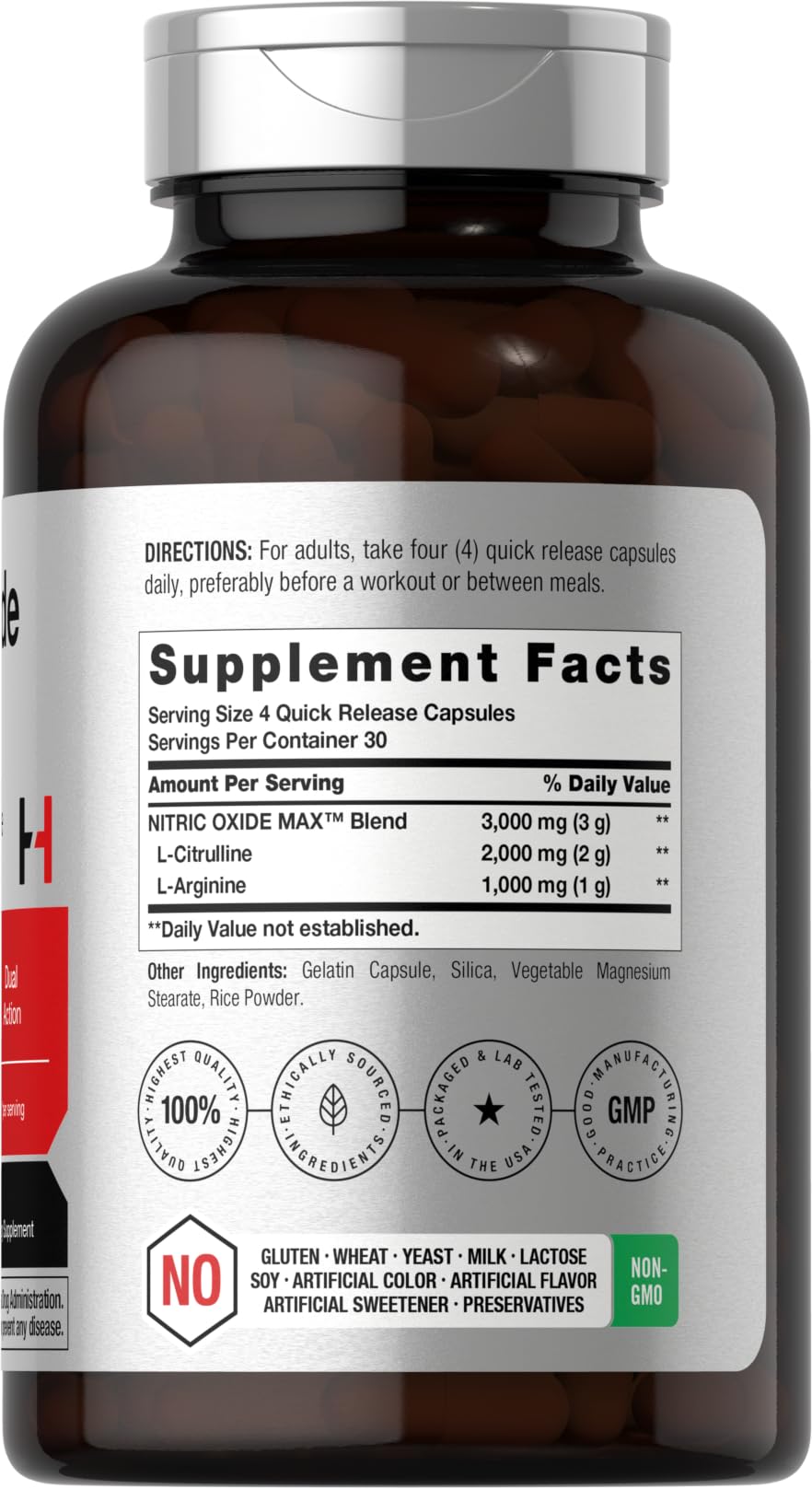 Nitric Oxide Supplement 3000mg 120 Capsules K73140