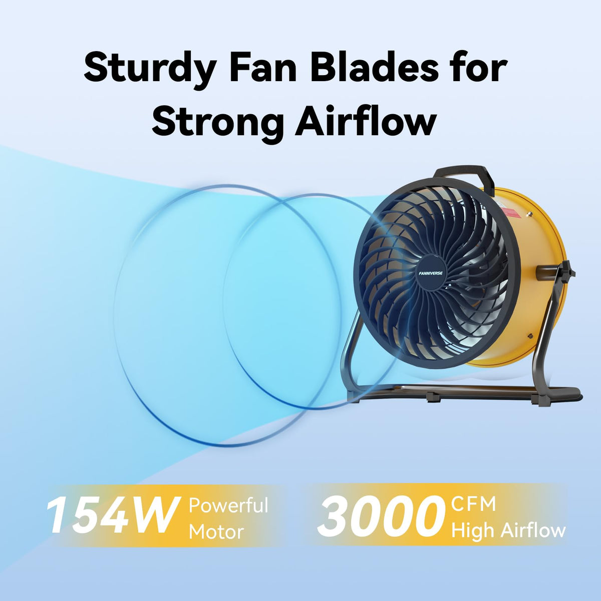 16 Inch High Velocity Floor Fan 3000 CFM Heavy Duty Metal 3-Speed W99744
