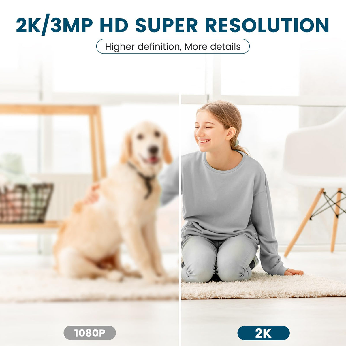 2K Indoor Security Camera with Night Vision H429054