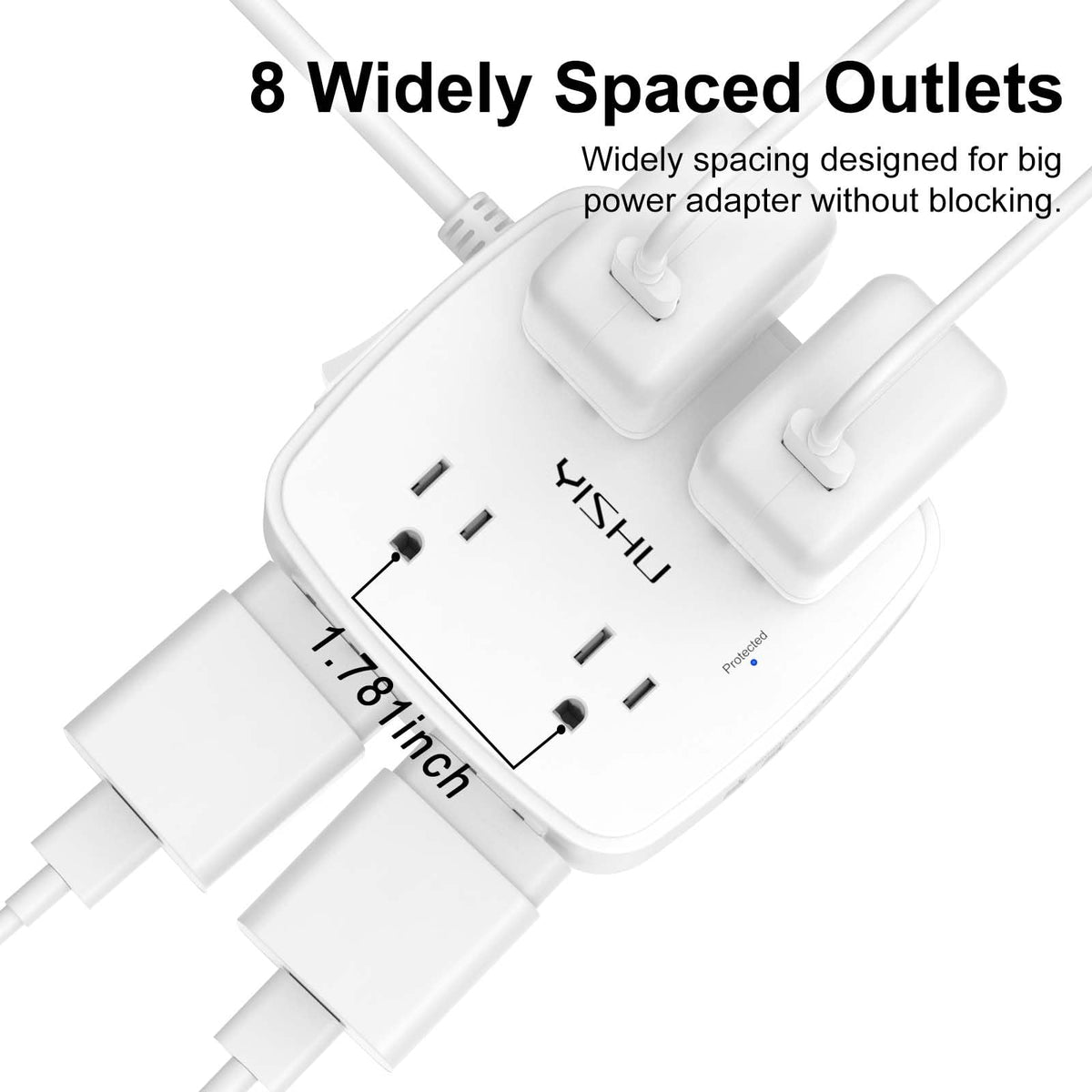 6Ft Surge Protector Power Strip with 8 Outlets & 4 USB Ports J30309