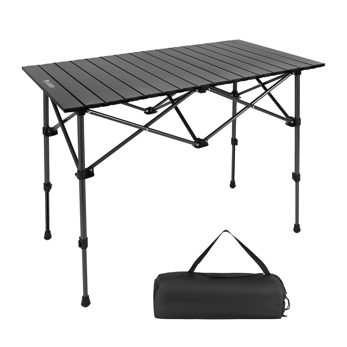 Folding Camping Table Aluminum Adjustable Height Black A286985