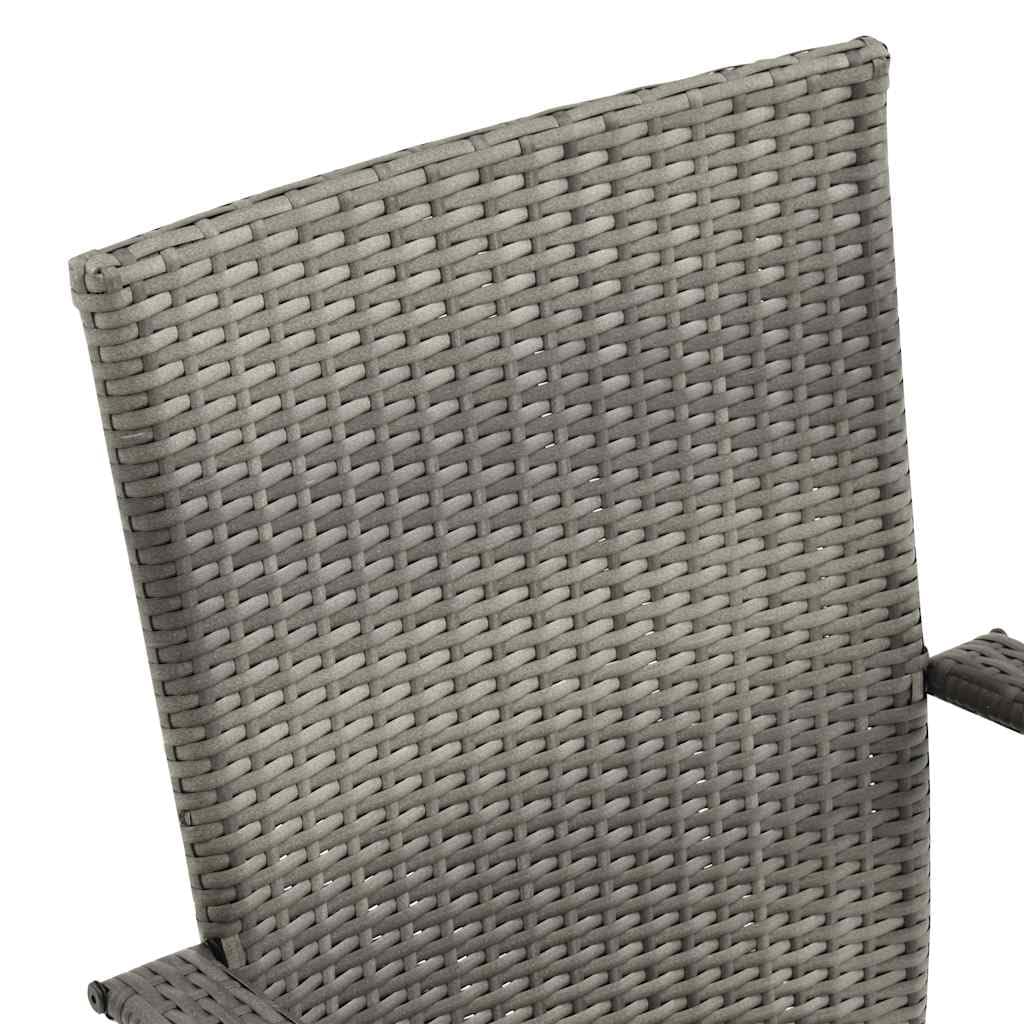 Grey Poly Rattan Stacking Outdoor Dining Chairs Set of 2 L73927