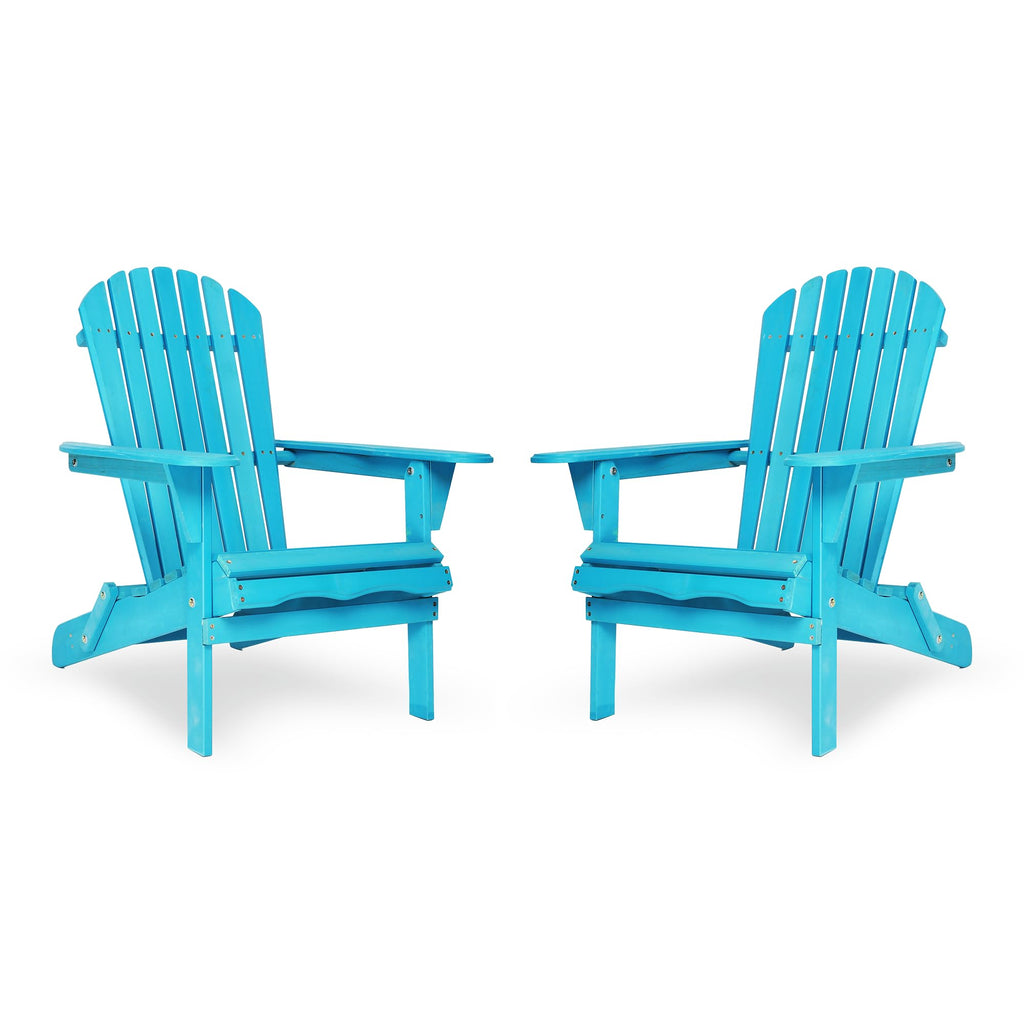 Wooden Folding Adirondack Chair Set of 2 Solid Cedar X95670
