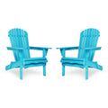 Wooden Folding Adirondack Chair Set of 2 Solid Cedar X95670