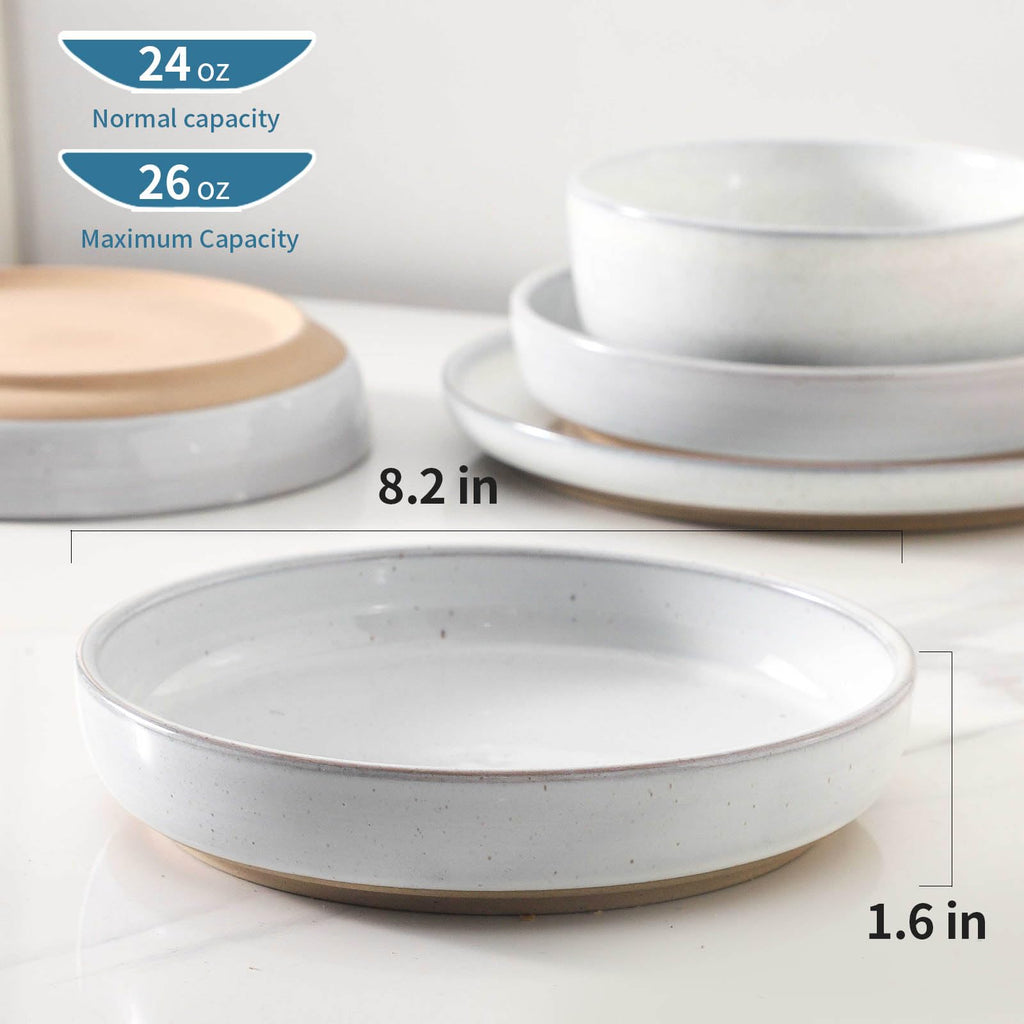 White Ceramic Pasta Bowls Set of 4, 26 oz F455
