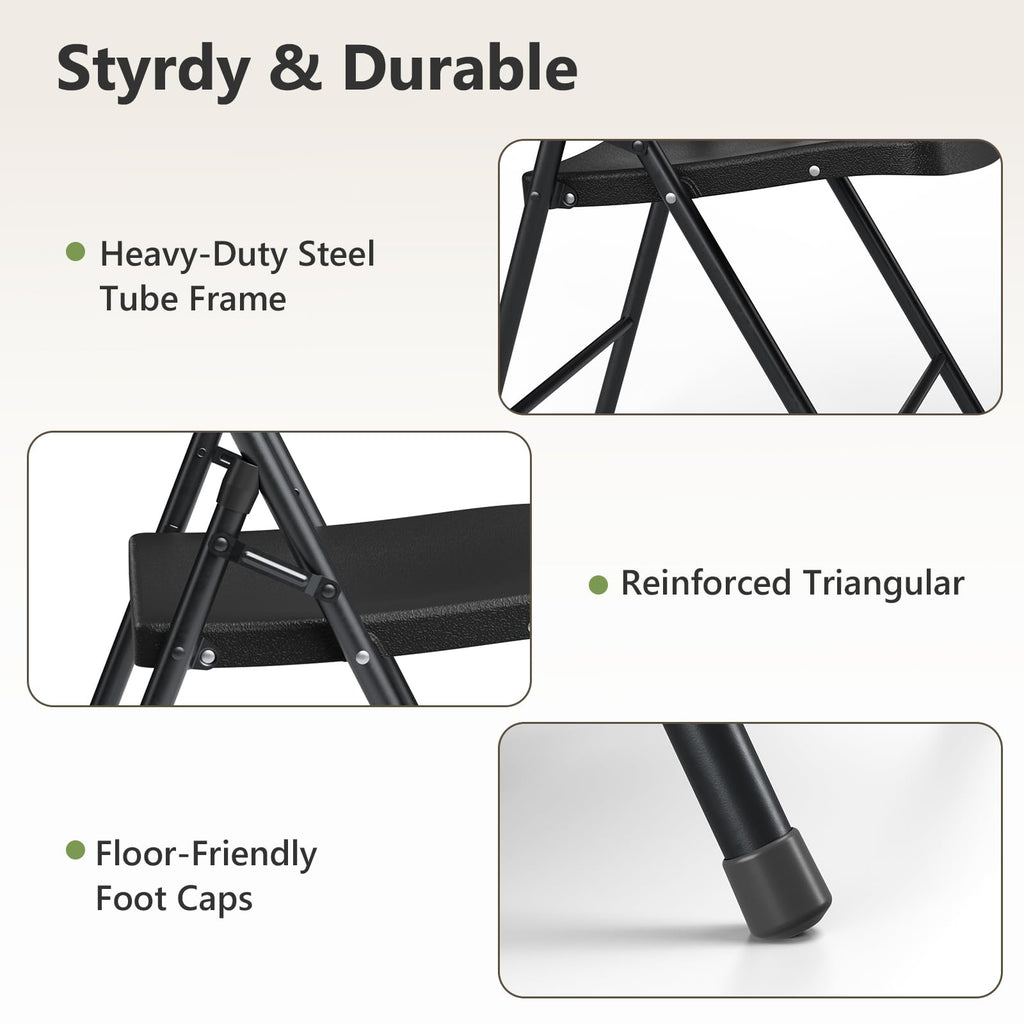 Black 6 Pack Plastic Metal Folding Chairs F484