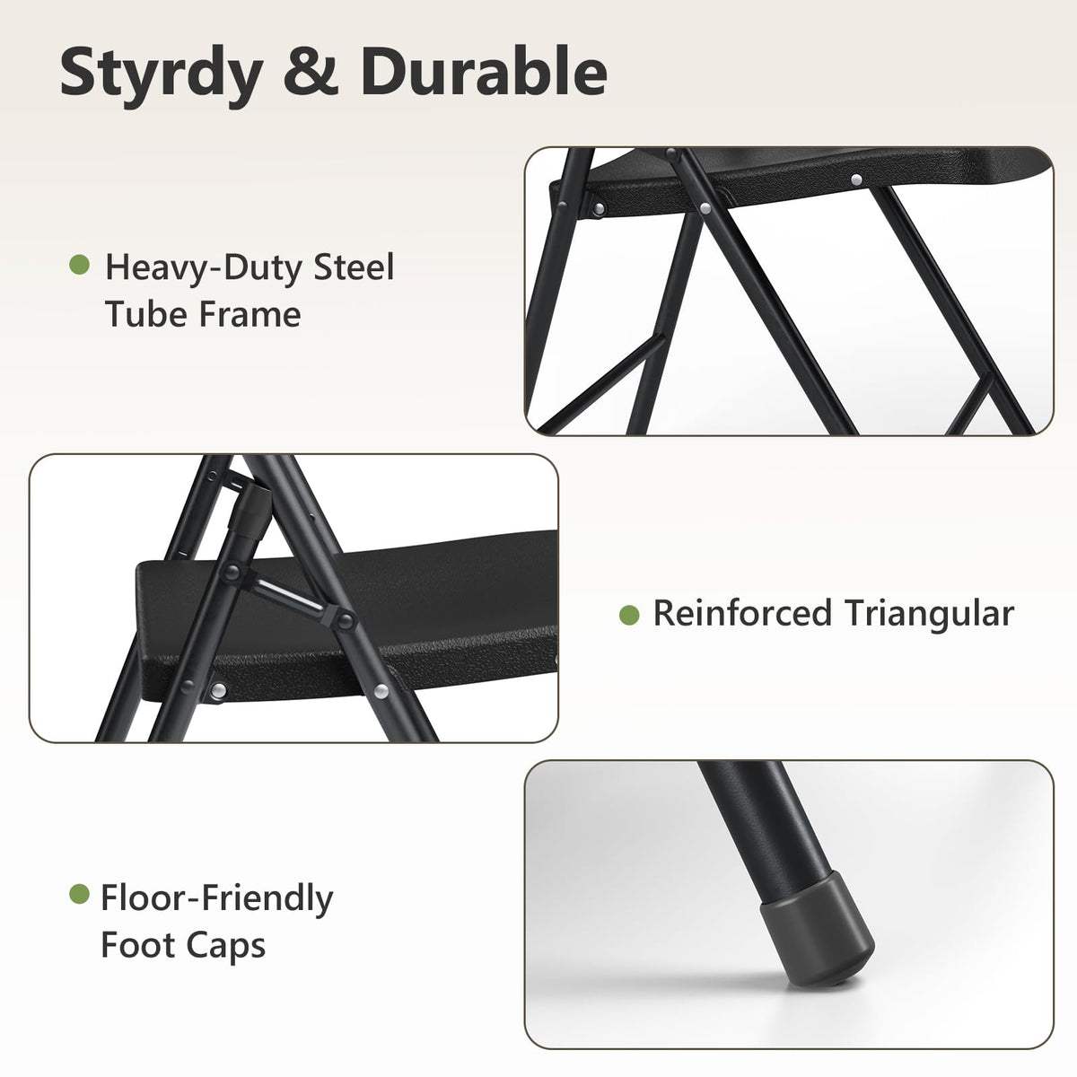 Black 6 Pack Plastic Metal Folding Chairs F484