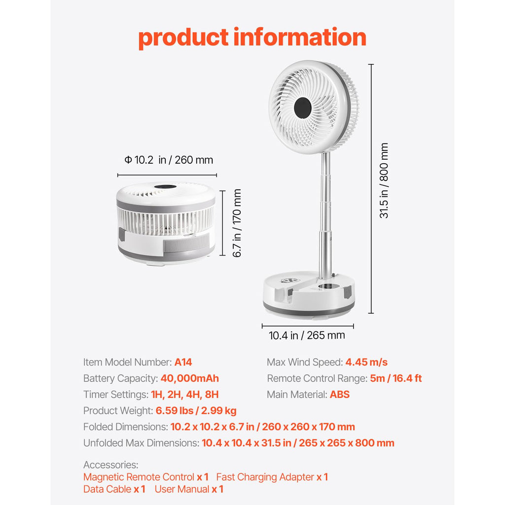 10 Inch Foldable Oscillating Fan with Remote W285