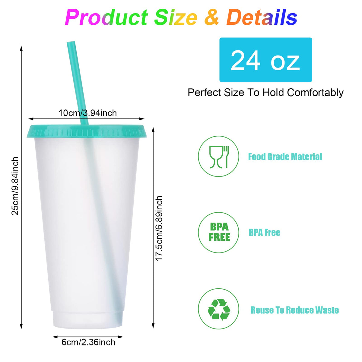 24 Pack Clear Plastic Tumblers with Lids and Straws V376