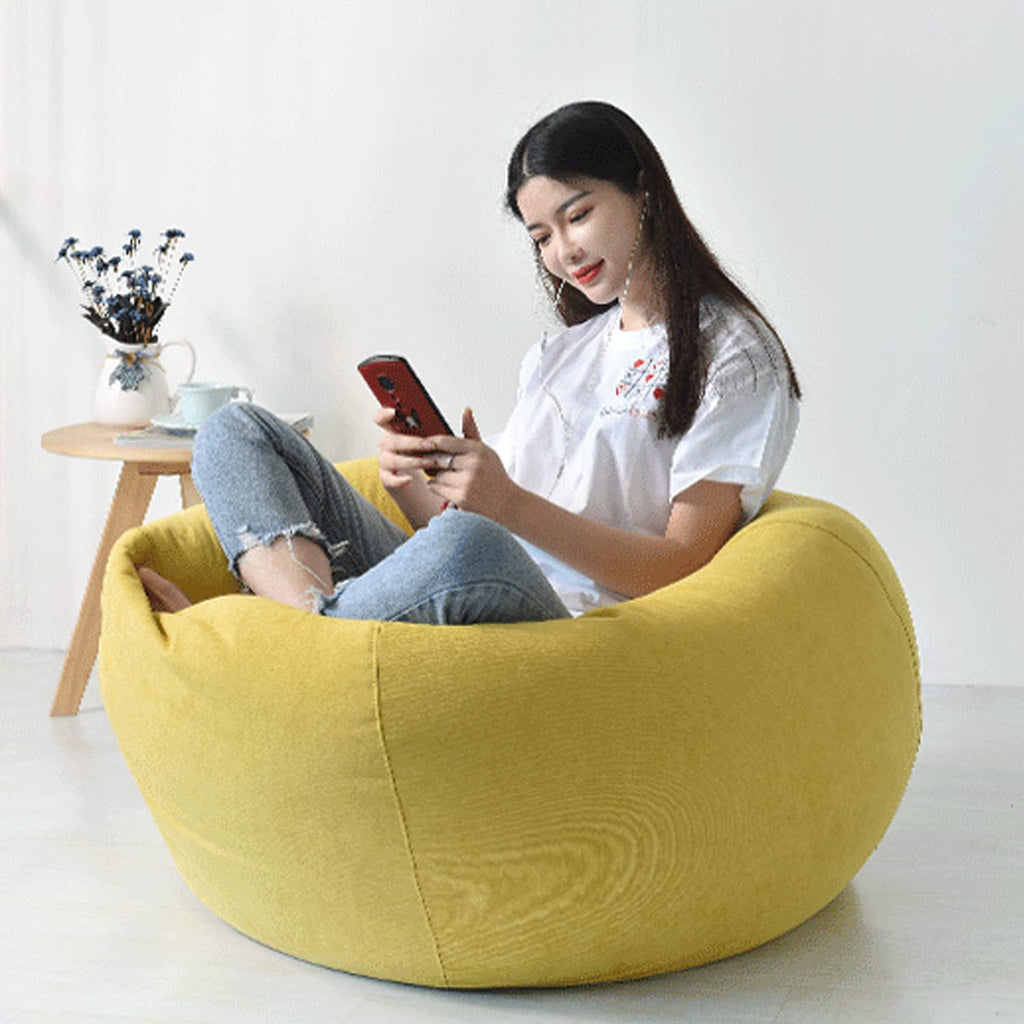Washable Soft Bean Bag Chair Cover Only 110 * 120cm Yellow R66766