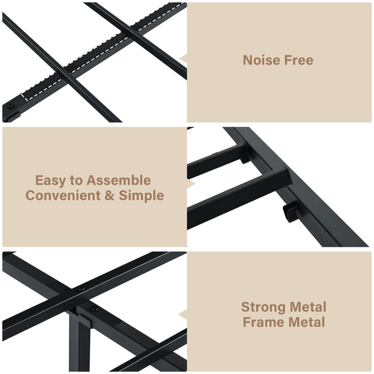 Twin Bed Frame with Headboard and Under-Bed Storage, Black H41849