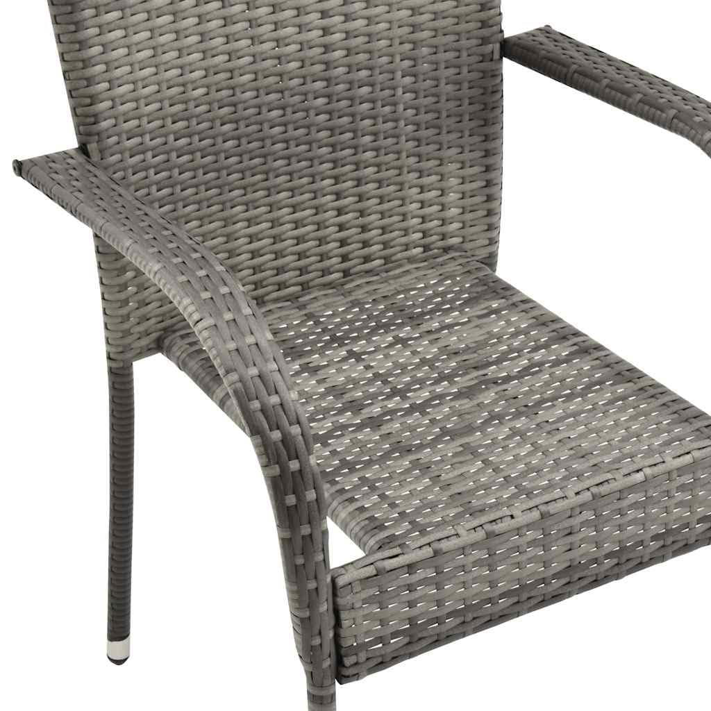 Grey Poly Rattan Stacking Outdoor Dining Chairs Set of 2 L73927