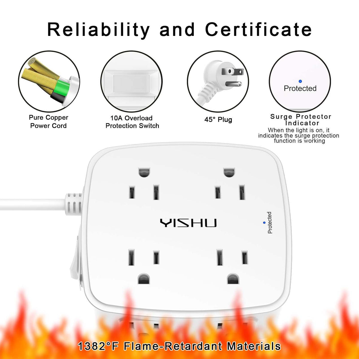 6Ft Surge Protector Power Strip with 8 Outlets & 4 USB Ports J30309