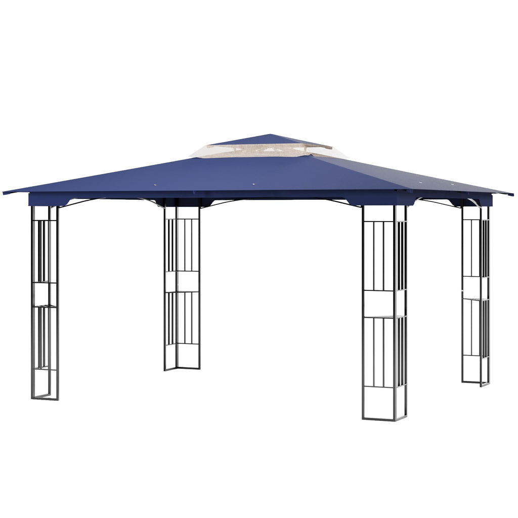 13' x 11' Navy Blue Outdoor Patio Gazebo with Mosquito Netting U3734