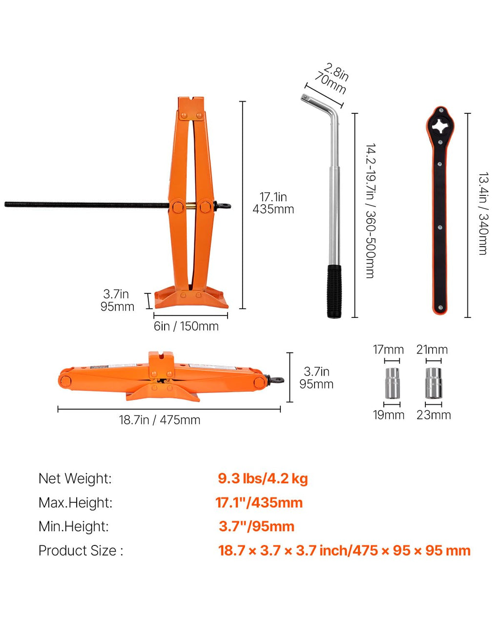 2.5 Ton Scissor Car Jack with Lifting Range N973631