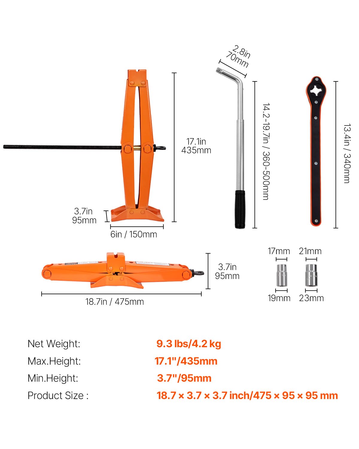 2.5 Ton Scissor Car Jack with Lifting Range N973631