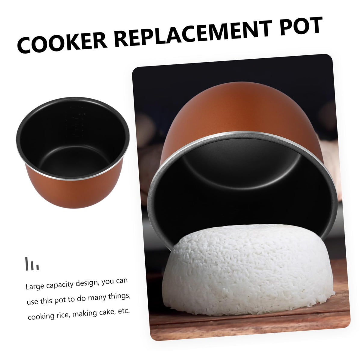 Non Stick Electric Cooker Inner Pot Aluminum Alloy Brown B7885