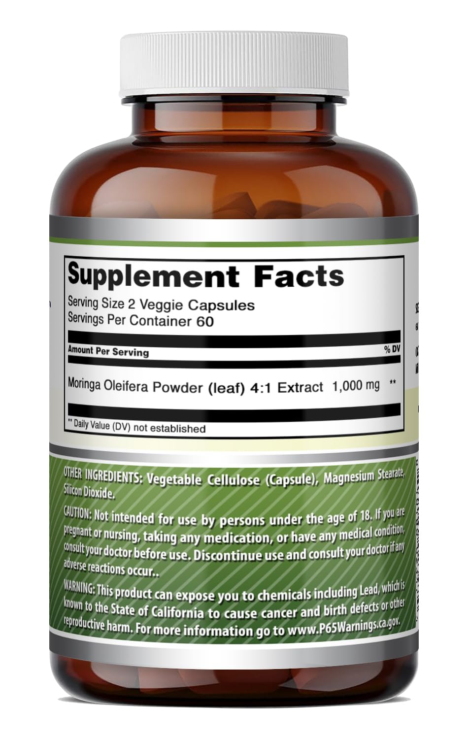 Moringa 4:1 Extract 1000 Mg Veggie Capsules M501