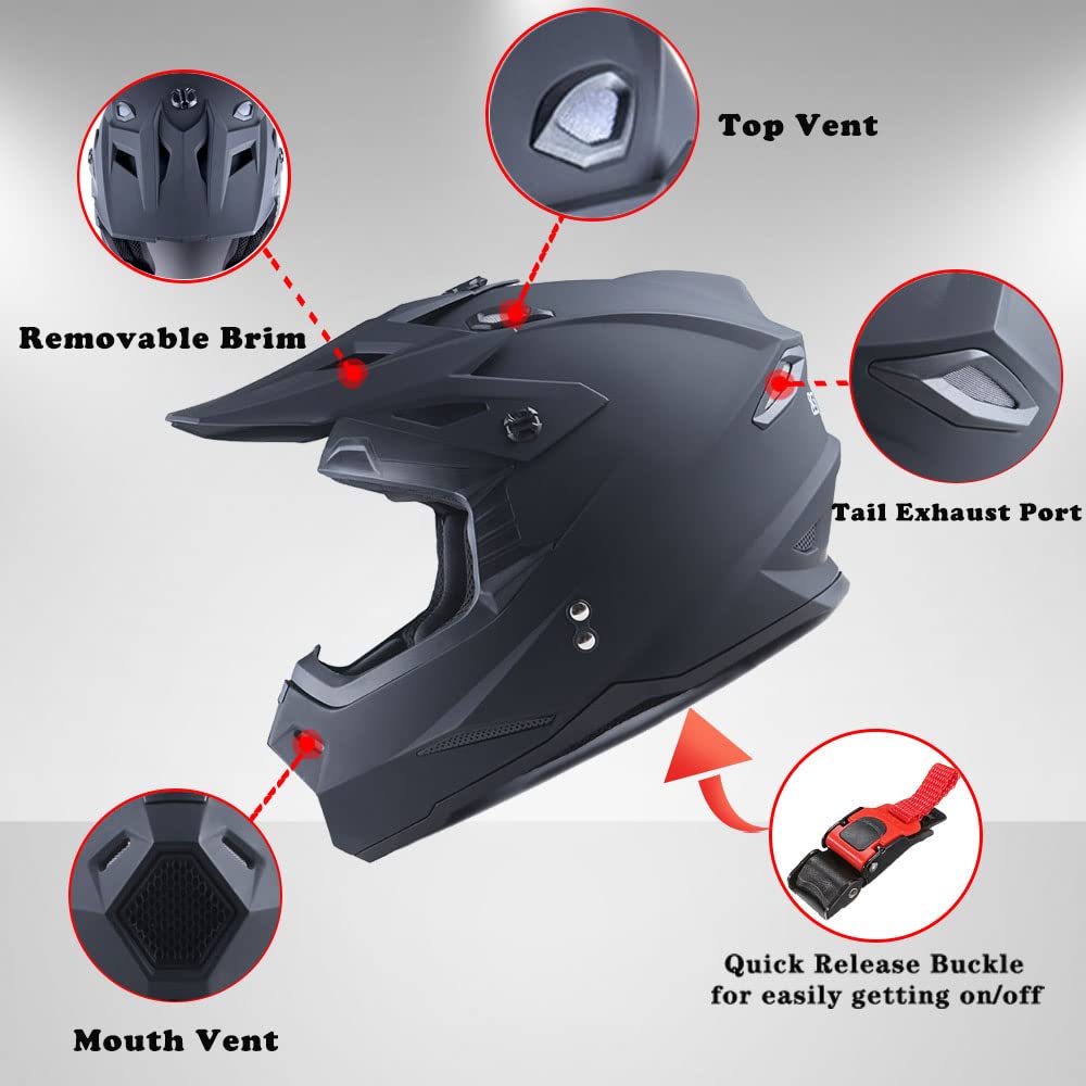 Full Face Motocross Helmet Matt Black G44216